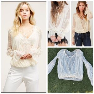 Free People Cream Sheer Blouse